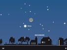Himmelsanblick am 26. Januar 2012 gegen 19 Uhr. Tief am Südwesthimmel strahlt Venus, zu der sich die Sichel des zunehmenden Mondes gesellt.
