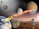 Künstlerische Umsetzung des Wegs der Europäer bis hin zu einem bemannten Marsflug - das so genannte Aurora-Programm