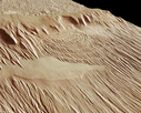 Perspektivische Ansicht eines Ausschnitts im Gebiet Eumenides Dorsum 