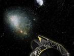 View from NASA's Spitzer Space Telescope Using the unique orbit of NASA's Spitzer Space Telescope and a depth-perceiving trick called parallax, astronomers have determined the distance to an invisible Milky Way object called OGLE-2005-SMC-001. This artist's concept illustrates how this trick wor