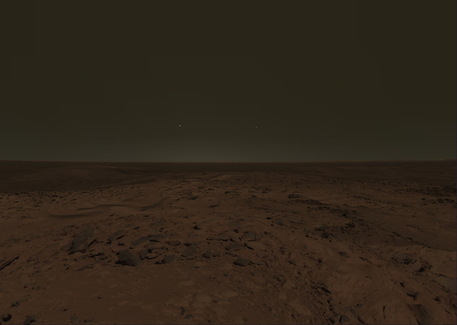 Enjoy the sunrise on Mars like shown in the screen shot. Or fly to Venus to catch the sunset. It is up to you.