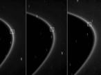 Diese Aufnahmen von Cassini entstanden im letzten Herbst aus ca. 1,2 Millionen Kilometern Entfernung, im Abstand von zehn Minuten. Sie zeigen das neue Objekt, das als kleiner Strich in einem hellen Bogen des lichtschwachen G-Rings sichtbar ist. Wegen der langen Belichtungszeit von 46 Sekunden erscheint der neue Himmelskörper als Strich, der sich aber im Gegensatz zu den Strichspuren der Sterne, mit den anderen Objekten im Ring weiter bewegt.