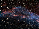 Image of part of a stellar remnant whose explosion was recorded in 185 AD. By studying this remnant in detail, a team of astronomers was able to solve the mystery of the Milky Way’s super-efficient particle accelerators. North is toward the top right and east to the top left. The image is about 6 arc minutes across.