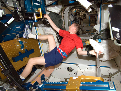 ESA-Astronaut Frank de Winne während der Mission OasISS an Bord der Internationalen Raumstation ISS.