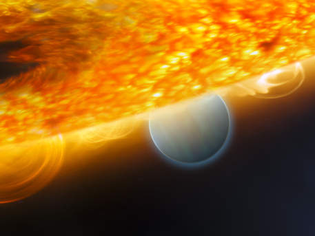 Künstlerische Darstellung des Jupiter-Größe extrasolaren Planeten HD 189733b, wird von seinen Stern überstrahlt. 