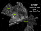 This Mini-RF image shows radar imagery of the lunar south pole. 