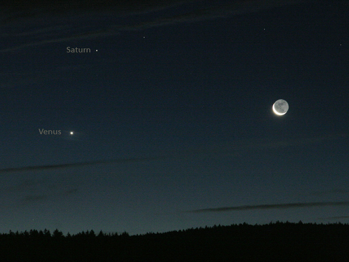Saturn, Venus und Mond am Morgen des 16.10.2009