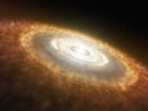 Artist’s impression of a baby star still surrounded by a protoplanetary disc in which planets are forming. Using ESO’s very successful HARPS spectrograph, a team of astronomers has found that Sun-like stars which host planets have destroyed their lithium much more efficiently than planet-free stars.