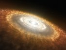 Impresión artística de una estrella bebé todavía rodeada por un disco protoplanetario en el que los planetas se están formando. 