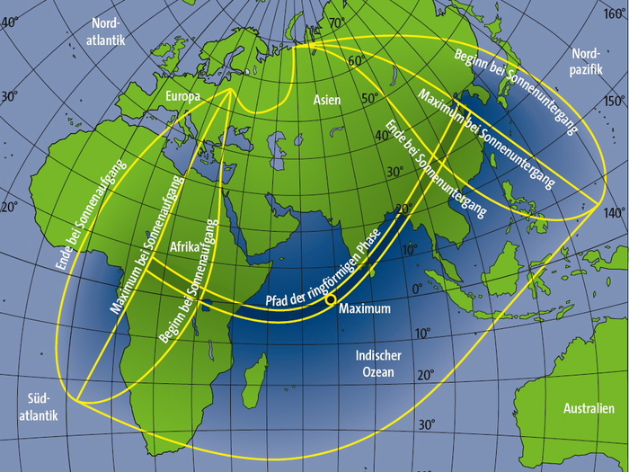 Verlauf der ringförmigen Sonnenfinsternis am 15. Januar 2010