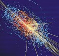 Computersimulation einer Proton-Proton-Kollision am Large Hadron Collider LHC