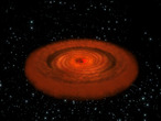 Ilustración de un agujero negro supermasivo en el centro de una galaxia. 