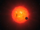 Esta impresión artística muestra cómo la recién descubierta súper-Tierra, rodea la estrella GJ1214. 