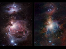Comparaison dans le visible et dans l‘infrarouge de l’image complète de la nébuleuse d’Orion prise par VISTA 