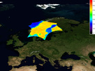 Imagen de la temperatura de brillo sobre Escandinavia capturado por SMOS.