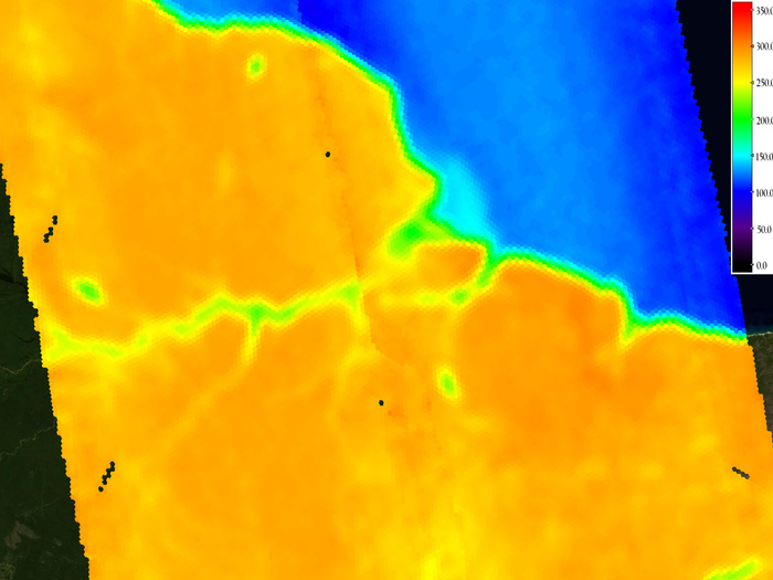 Temperatura de brillo sobre el Amazonas.