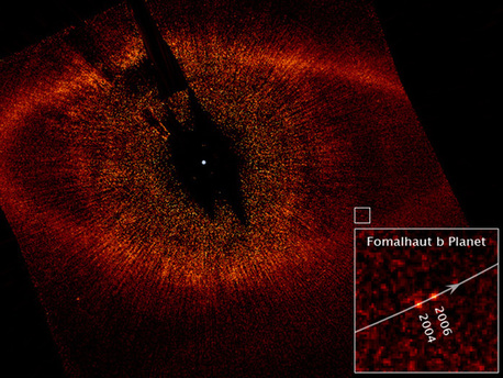 Der Exoplanet Fomalhaut b, vom Hubble-Teleskop im sichtbaren Licht aufgenommen
