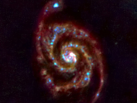 Die Galaxie M51, mit dem Infrarot-Teleskop "Herschel" aufgenommen