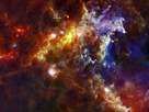 La Nube de Roseta se encuentra a unos 5,000 años luz de la Tierra y está asociada a una nebulosa mayor que contiene suficiente polvo y gas como para generar 10,000 estrellas similares a nuestro Sol. Esta imagen de Herschel muestra la mitad de la nebulosa y prácticamente toda la nube de Roseta. Las estrellas masivas que alimentan a la nebulosa se encuentran a la derecha de la imagen, pero son invisibles en estas longitudes de onda. Los colores representan la temperatura a la que se encuentra el polvo de la nebulosa, que varía entre los -263° C (tan sólo 10° por encima del cero absoluto), en color rojo, y los 233°C, marcados con tonos azules.
