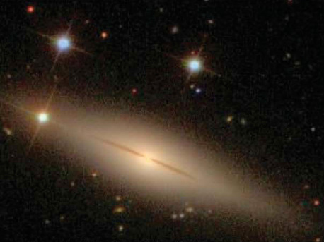 Die Umgebung der Supernova SN 2005E. Das Bild zeigt NGC 1032, die Heimatgalaxie der Supernova vor der Explosion.