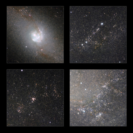 Algunos aspectos destacados de la vista infrarroja de la clásica galaxia espiral Messier 83 tomadas con el HAWK-I de la cámara en el Very Large Telescope de ESO. Además de mostrar la estructura de la galaxia sin el efecto de oscurecimiento de polvo, se revelan un gran número de estrellas en la galaxia.
