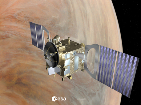 Venus Express Venus Express tiene dos paneles de células solares por ala que comprende alternando hileras de células de triple unión estándar solares, así como espejos de alta reflectividad para reducir las temperaturas de operación. Hay el doble de luz solar en la órbita de Venus, ya que está en órbita Earthis, además de aportes adicionales térmica de la superficie y la atmósfera de Venus - 75% de la luz solar se refleja a partir de ella. En algunos casos, esto da lugar a que Venus Express reciba un equivalente de la potencia térmica de 3,5 soles.