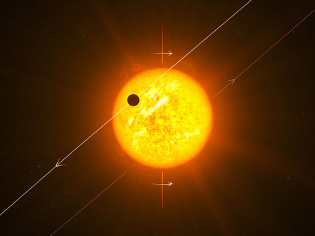 Darstellung des Transits eines Exoplaneten vor seiner Heimatsonne.