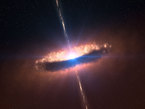 Impresión artística de un disco de polvo alrededor de una nueva estrella masiva.