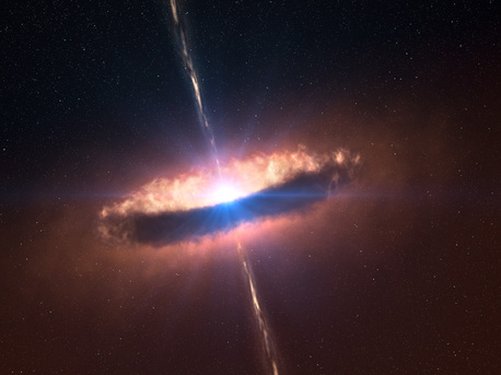 Kosmischer Kreißsaal in der Kunst: Die Staubscheibe um einen massereichen jungen Stern in der Darstellung eines Illustrators.