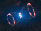 Impresión artística del material interno expulsado por una estrella que estalló recientemente alrededor de SN 1987A
