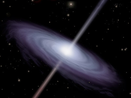 Diese künstlerische Darstellung zeigt ein supermassereiches Schwarzes Loch mit der es umgebenden Materiescheibe (Akkretionsscheibe). 