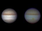 A fleeting bright dot on each of these images of Jupiter marks a small comet or asteroid burning up in the atmosphere. The image on the left was taken on June 3, 2010, by amateur astronomer Anthony Wesley, who was visiting a friend in Broken Hill, Australia, when he obtained the image with a 37-centimeter (14.5-inch) telescope. Wesley's image is a color composite. The fireball appears on the right side of Wesley's image. The color image on the right was taken by amateur astronomer Masayuki Tachikawa, of Kumamoto, Japan, on Aug. 20, 2010. The fireball appears in the upper right of Tachikawa's image.