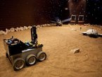 The Mars terrain simulator of the Mars500 facility. The crew will drive a rover and place sensors during their sorties. 