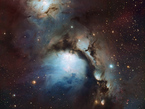 This new image of the reflection nebula Messier 78 was captured using the Wide Field Imager camera on the MPG/ESO 2.2-metre telescope at the La Silla Observatory, Chile. This colour picture was created from many monochrome exposures taken through blue, yellow/green and red filters, supplemented by exposures through a filter that isolates light from glowing hydrogen gas. The total exposure times were 9, 9, 17.5 and 15.5 minutes per filter, respectively.