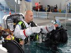 ESA astronaut Luca Parmitano during spacewalk familiarisation training in ESA's Neutral Buoyancy Facility at the European Astronaut Centre in Cologne, Germany.