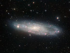 This image of NGC 247, taken by the Wide Field Imager on the MPG/ESO 2.2-metre telescope at ESO’s La Silla Observatory in Chile, reveals the fine details of this highly inclined spiral galaxy and its rich backdrop. Astronomers say this highly tilted orientation, when viewed from Earth, explains why the distance to this prominent galaxy was previously overestimated.