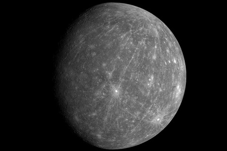 Der Planet, aufgenommen am 8. Oktober 2008 von der US-Raumsonde Messenger aus 27.000 Kilometer Distanz.