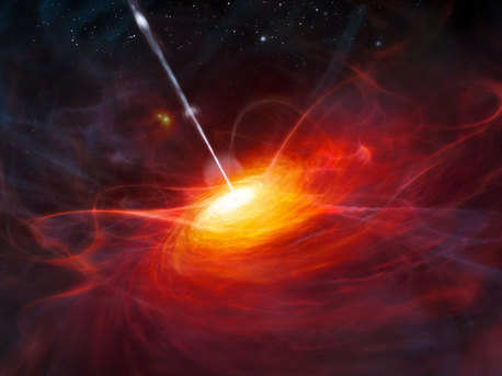 An artist’s rendering of the most distant quasar