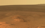 This mosaic of images taken in mid-January 2012 shows the windswept vista northward (left) to northeastward (right) from the location where NASA's Mars Exploration Rover Opportunity is spending its fifth Martian winter, an outcrop informally named "Greeley Haven." Image credit: NASA/JPL-Caltech/Cornell/Arizona State Univ.