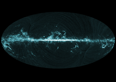 This all-sky image shows the distribution of carbon monoxide (CO), a molecule used by astronomers to trace molecular clouds across the sky, as seen by Planck. Image credit: ESA/Planck Collaboration