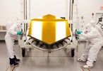 The James Webb Space Telescope's Engineering Design Unit (EDU) primary mirror segment, coated with gold by Quantum Coating Incorporated. Credit: Drew Noel