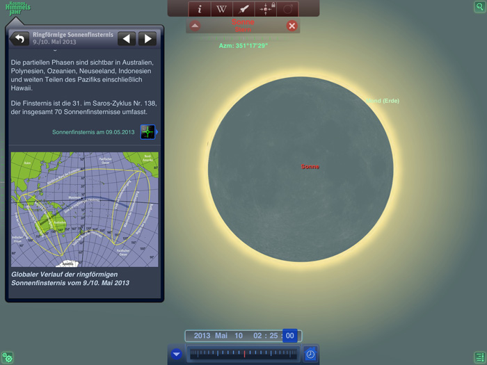 Himmelsschauspiele im Weltraum-Simulator Redshift