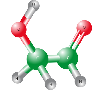Model eines Glycolaldehyd-Moleküls
