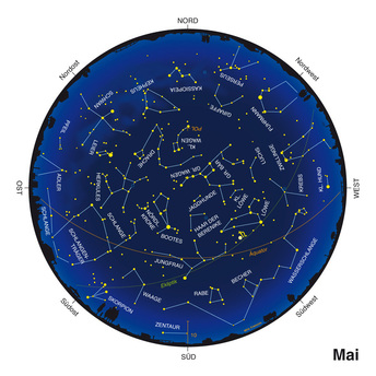 Der Sternenhimmel im Mai Himmelsanblick um 22 Uhr MEZ