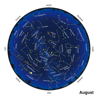 Der Sternenhimmel im August Himmelsanblick gegen 22 Uhr MEZ