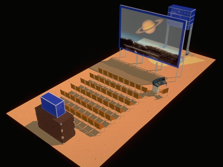 Der Hauptprojektor des Planetariums Zürich ist zuständig für alle Gestirne und befindet sich vom Publikum aus gesehen hinter der Leinwand. Hinter der letzten Sitzreihe steht der Panaramaprojektor.