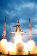 Ohne Zwischenfälle hebt am 22. Oktober 2008 die indische PSLV-Rakete ("Polar Satellite Launch Vehicle") mit Chandrayaan und C1XS zu ihrem ersten Flug ab.