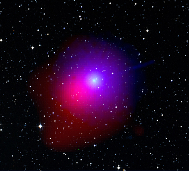 Komet Lulin flog durch das Sternbild Waage als er durch Swift aufgenommen wurde. Dieses Bild verbindet die Daten von Swift mit einem Bild des Digital Sky Survey dieser Himmelsregion.