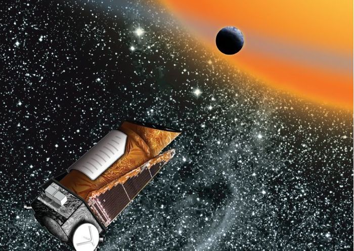 Artist's impression of Kepler in orbit. Kepler will be brought into space on March 6th.
