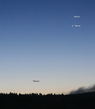 Saturn, Venus und Merkur am Morgen des 14.10.2009